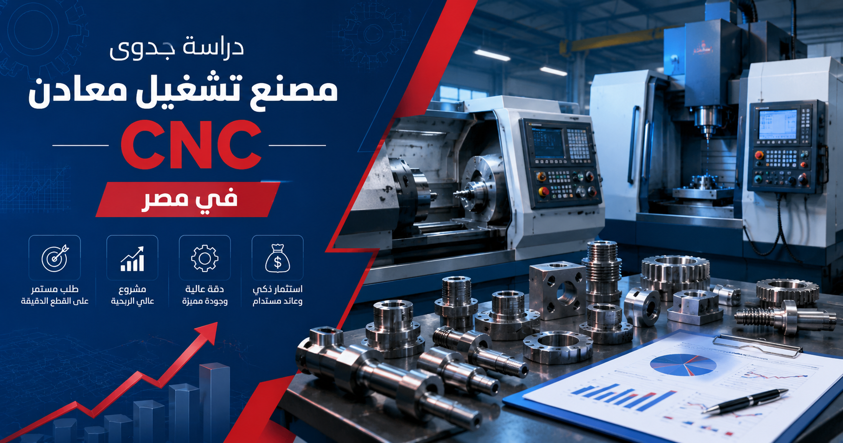 دراسة جدوى مصنع تشغيل معادن باستخدام مخرطة CNC وفريزة CNC في مصر